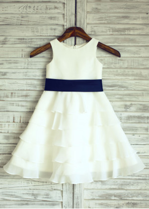 Ivory Chiffon Cupcake Flower Girl Dress